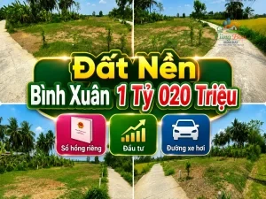 ĐẤT NỀN ĐỒNG THÁP PHƯỜNG BÌNH XUÂN, 1 TỶ 020 TRIỆU Sổ hồng riêng | 100% đất ở |