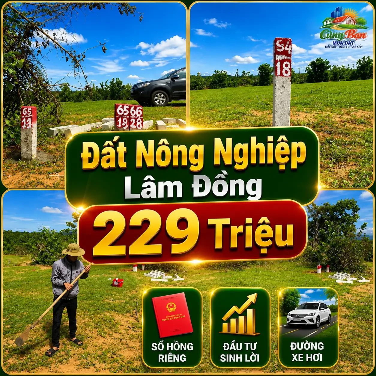ĐẤT NÔNG NGHIỆP XÃ HÒA THẮNG ,LÂM ĐỒNG, CHỈ 229 TRIỆU Sổ hồng riêng