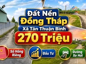 ĐẤT NỀN ĐỒNG THÁP ,XÃ TÂN THUẬN BÌNH 270 TRIỆU Sổ hồng riêng | 100% đất ở |
