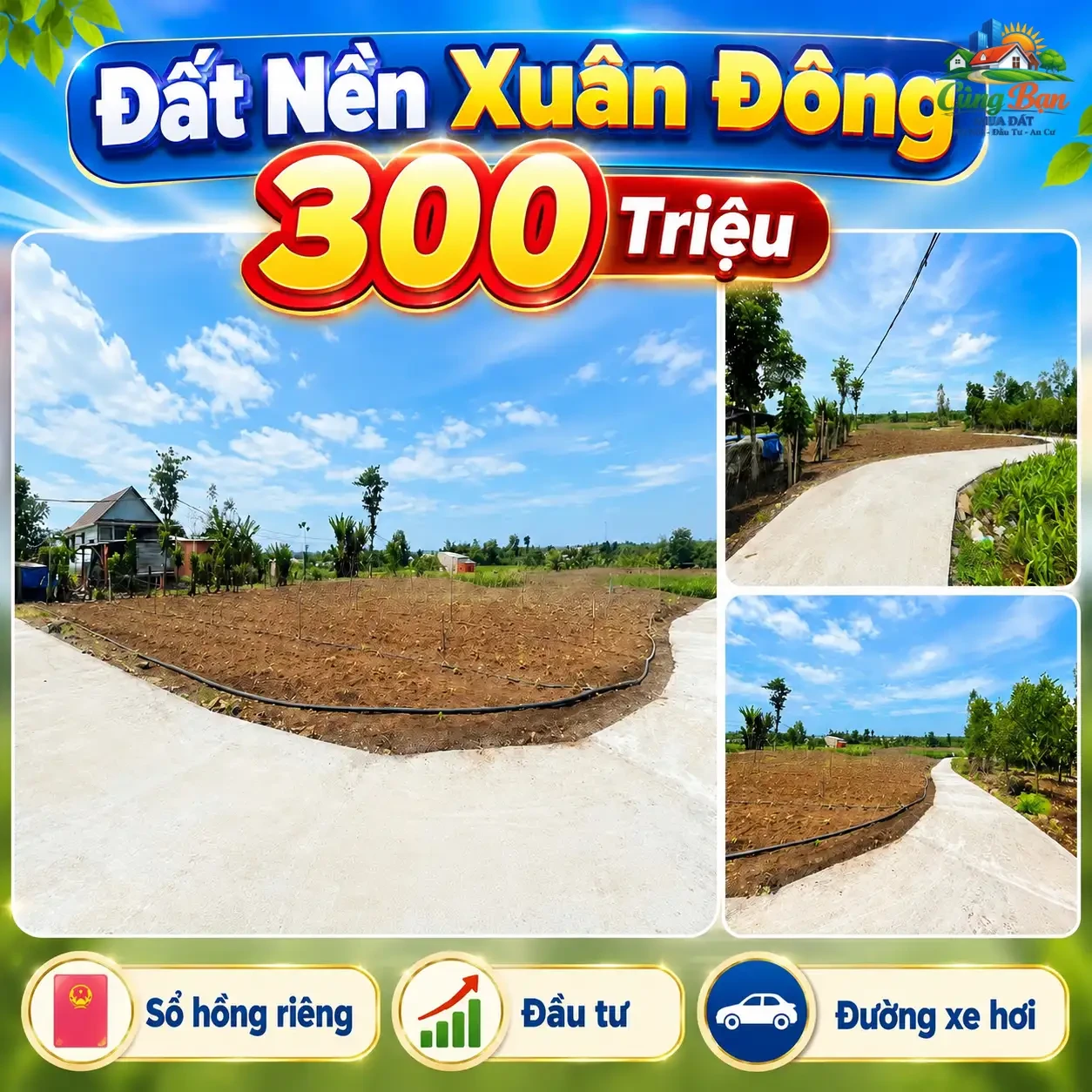 ĐẤT NỀN XÃ XUÂN ĐÔNG, ĐỒNG NAI CHỈ 300 TRIỆU Sổ hồng riêng | 100% đất ở |