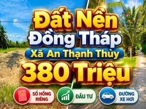 ĐẤT NỀN ĐỒNG THÁP ,XÃ AN THẠNH THỦY 380 TRIỆU Sổ hồng riêng | 100% đất ở |